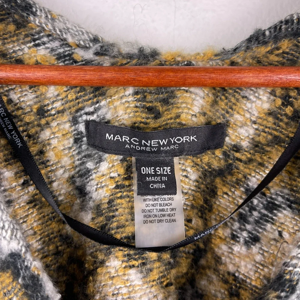Marc New York Leopard Animal Print Fringed Trimmed Shawl Poncho Scarf ONE SIZE